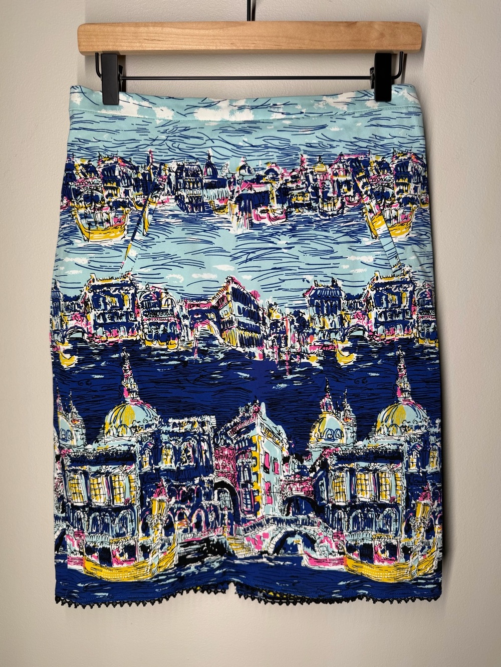 Anthropologie Elevenses Venice Cityscape Print Pencil Skirt‎ Career Archival